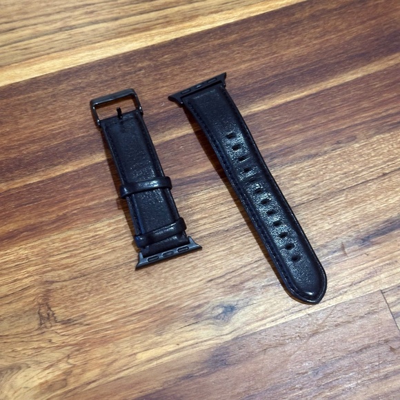 Matte Black Leather Apple Watch Band - 38mm - Picture 1 of 2
